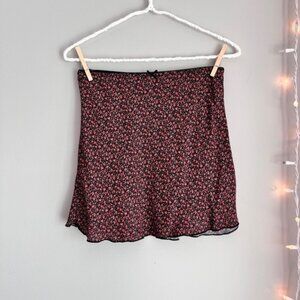 Brandy Melville black + floral skirt